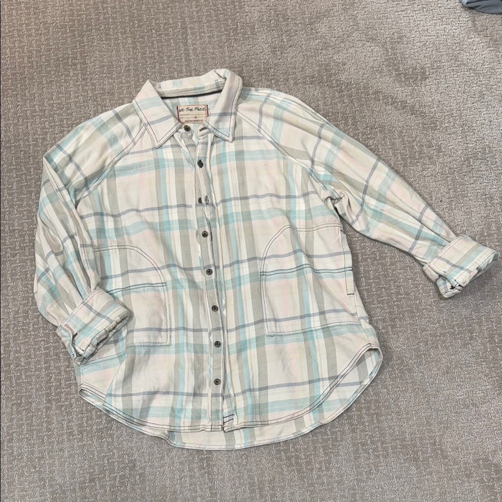 Free People oversized Flannel Short